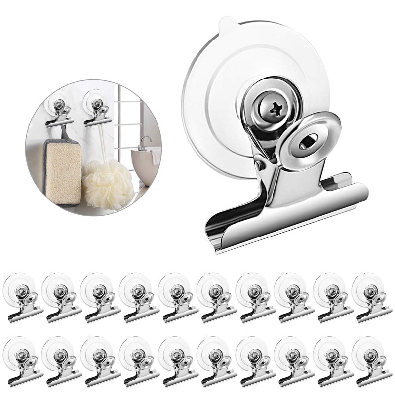 Aufind 20 Packs Suction Cup Clip Plastic Round Suction Cup Clamp Holder Strong Window Glass Suction Cup Clip for Hanging Kitchen Bathroom Office Accessoriesâ€¦ - Image 1